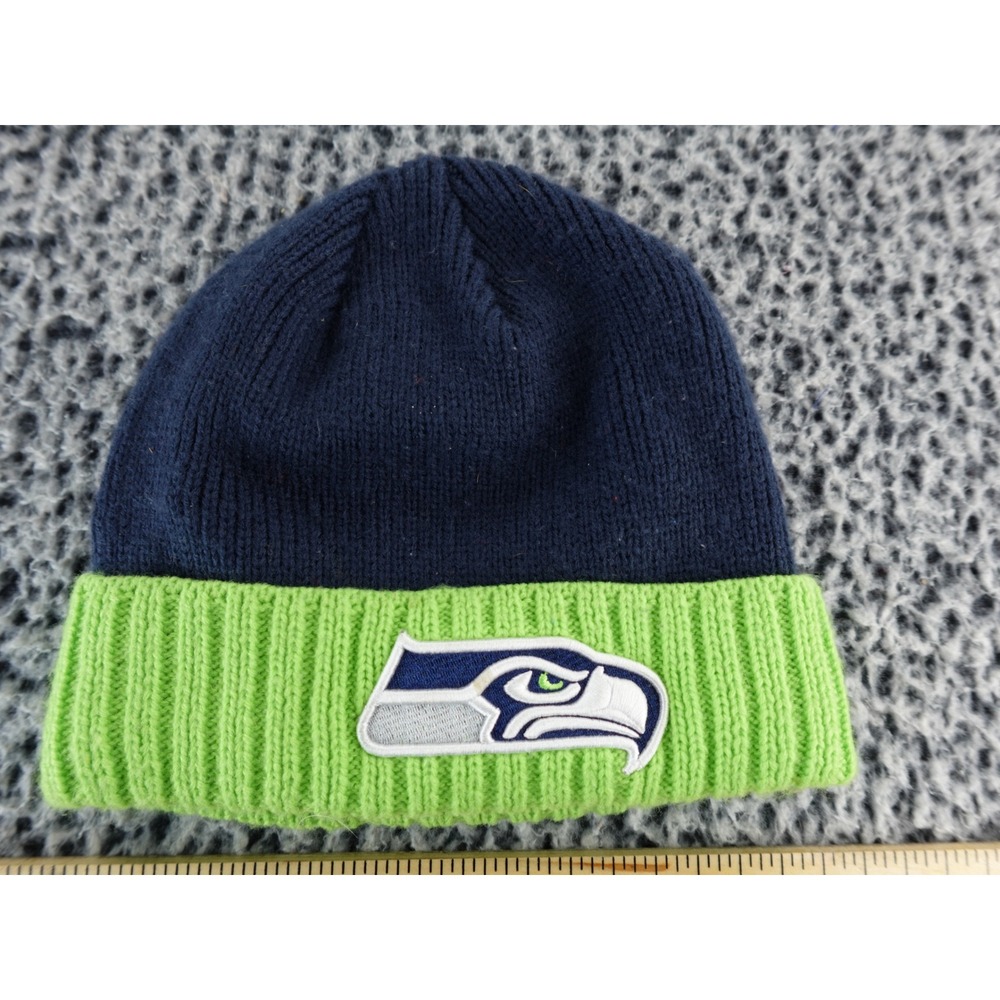 Seattle Seahawks NFL New Era Knit Beanie Hat Navy Green Logo